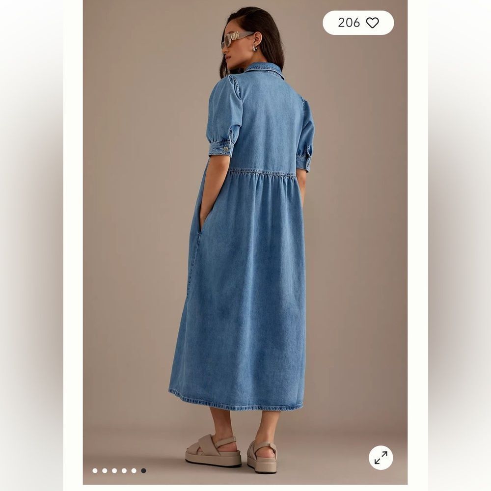 Anthropologie ALIGNE Gabriella Puff-Sleeve Midi Dress - Picture 2 of 7